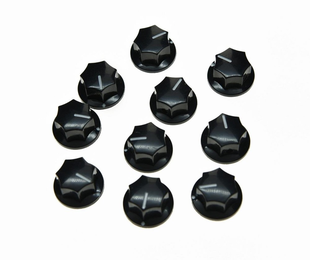 KAISH 10pcs Black Mini MXR Style Skirted AMP Knob Brass Insert Effect