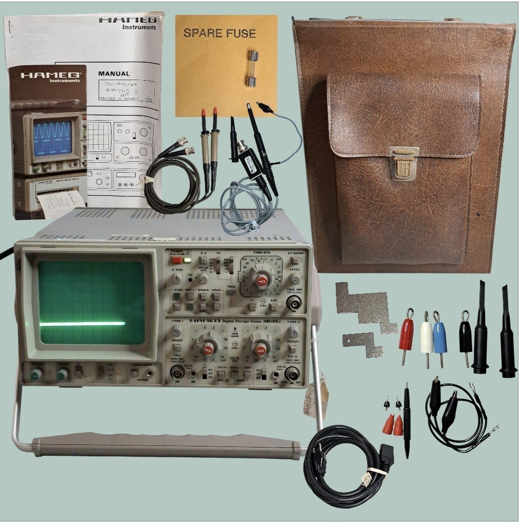 HAMEG HM205-2 20MHz 2CH Analog/Digital Storage Oscilloscope Tested & Complete