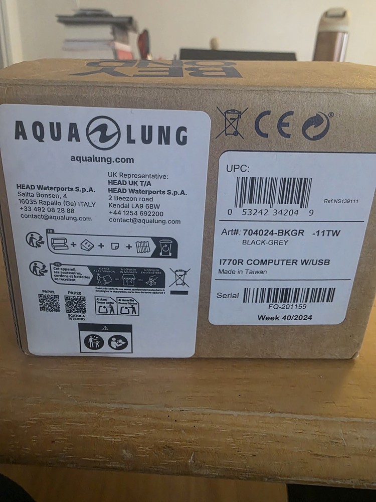 Aqua Lung i770R Dive Computer USB Bluetooth TFT Screen Rechargeable Battery