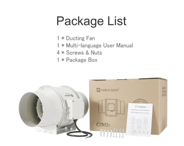 Hon & Guan Inline Duct Fan 6" High Effeciency HF-150P