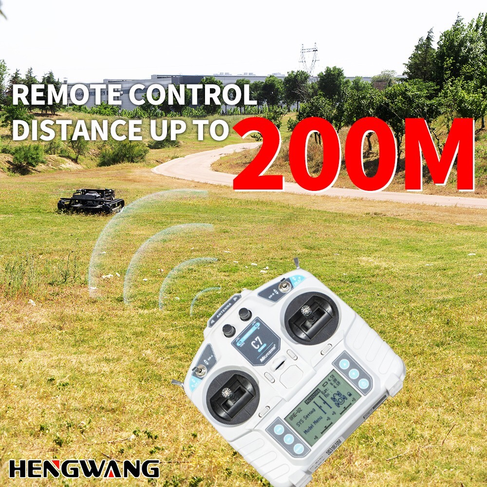 HW608-90 Remote Control Lawn Mower 65° Climbing Adjustable Mowing Height Four-W