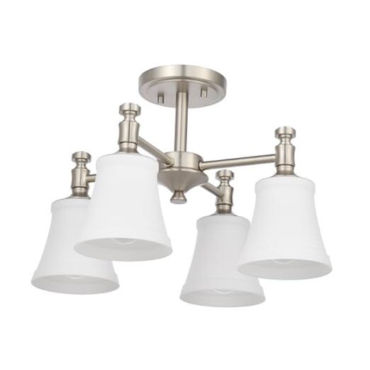 Semi Flush Mount Ceiling Light Kitchen Lighting Fixtures 4-Light Brushed Nickel