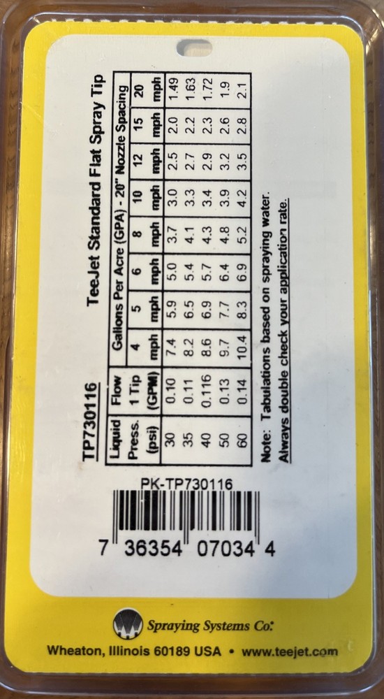 TP TeeJet TP730116 Standard 73° Flat Spray Tips 4-Pack