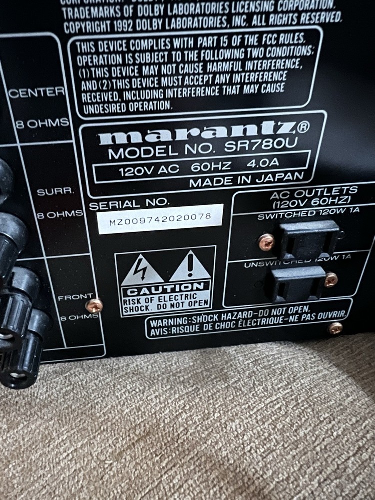 MARANTZ SR 780 Five Channel Surround Receiver-NOT WORKING VOLUME DIAL ISSUES
