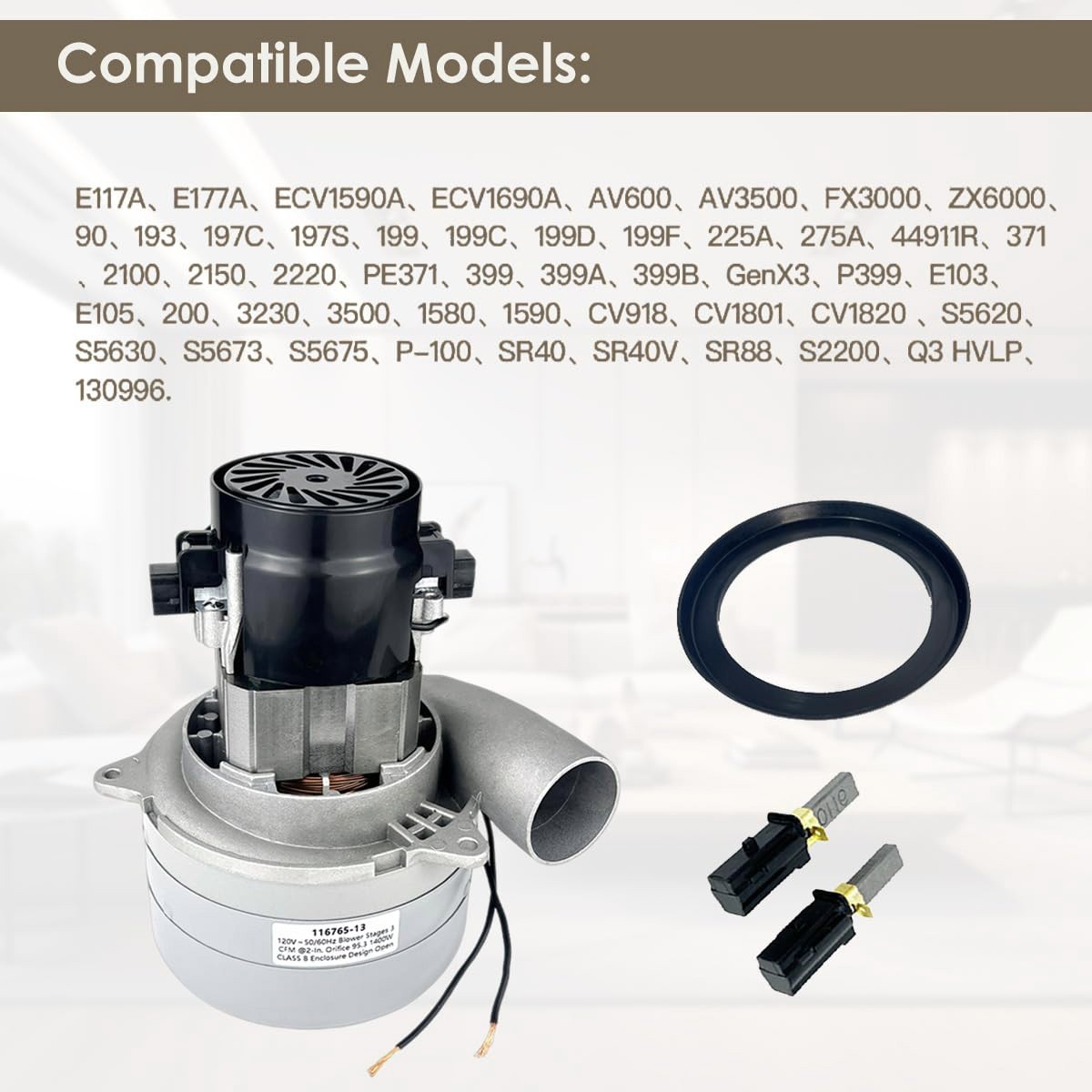 116765-13 116765-00 Central Vacuum Motor, 3-Stage High Suction All Metal Ⴟ