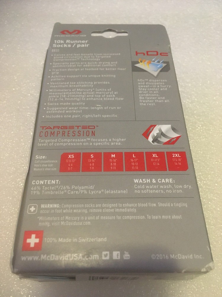 Mcdavid 10K Runner Socks 8832 Targeted Compression Charcoal Small New In Box
