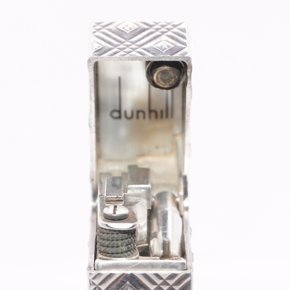 Dunhill Lighter Silver Rhombus Pattern_Ultrasonically cleaned_Working