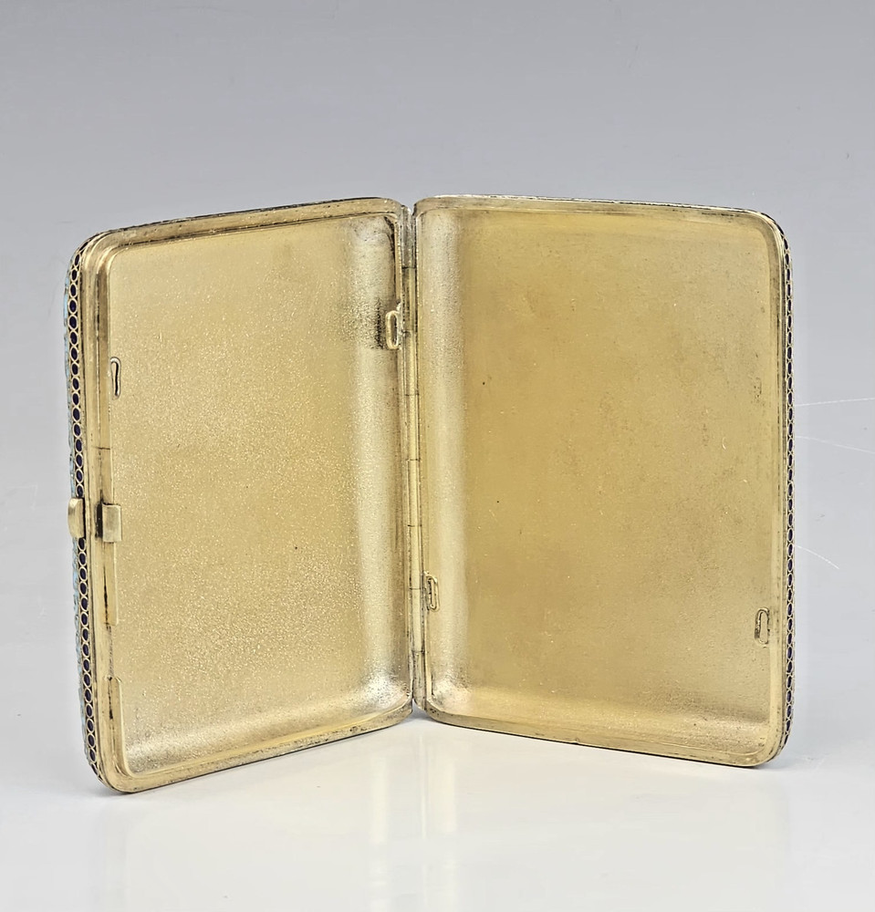 19C Russian Gilt Silver Enamel Cigarette Case