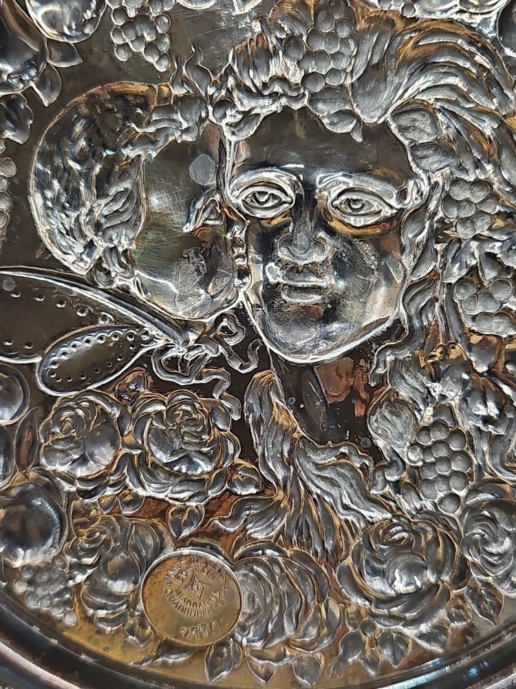 Antique Victorian Tufts Quadruple Plate Silver Brides Basket w Handle Footed