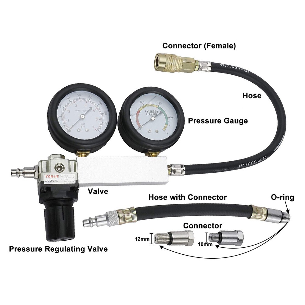 KUNTEC Cylinder Leak Down Tester Engine Compression Diagnostics Test Tool Kit