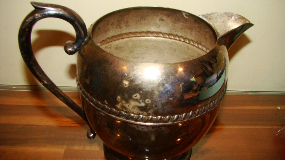 Sheridan Silver Co Silver On Copper Water Pitcher 6.5" Vintage