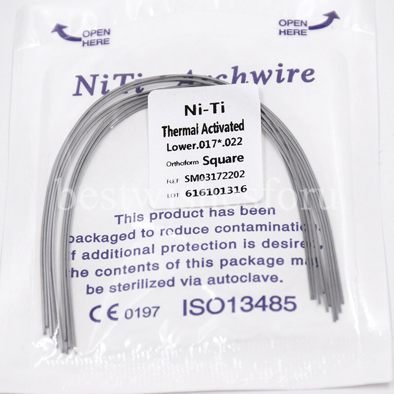 10 Pc Dental Rectangular Square Thermal Activated Niti Arch Wire 014*025-021*025
