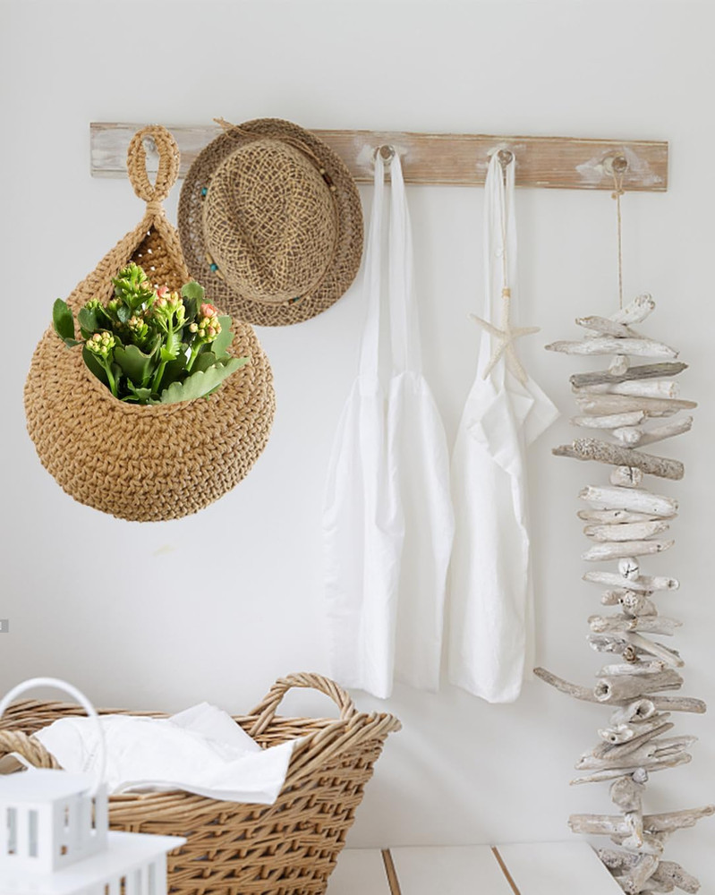 Hanging Fruit Baskets for Kitchen - Handwoven in 3 Sizes Boho Wall Hanging