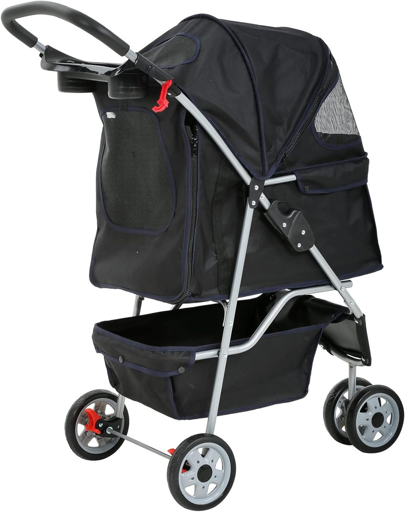 3-Wheel Pet Stroller, Lightweight Foldable Dog Stroller for Small Medium Dogs &