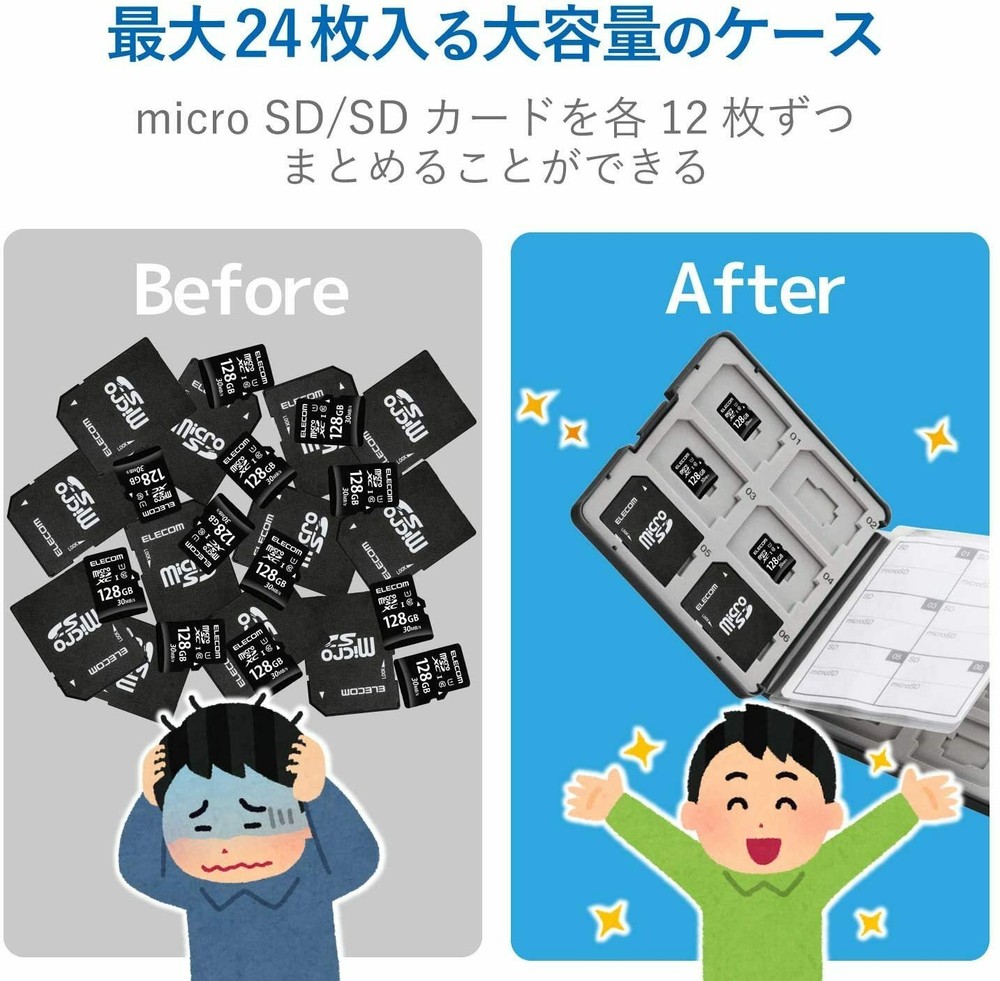 ELECOM SD case plastic SD 12 sheets + microSD 12 sheets storage CMC-SDCPP24BK