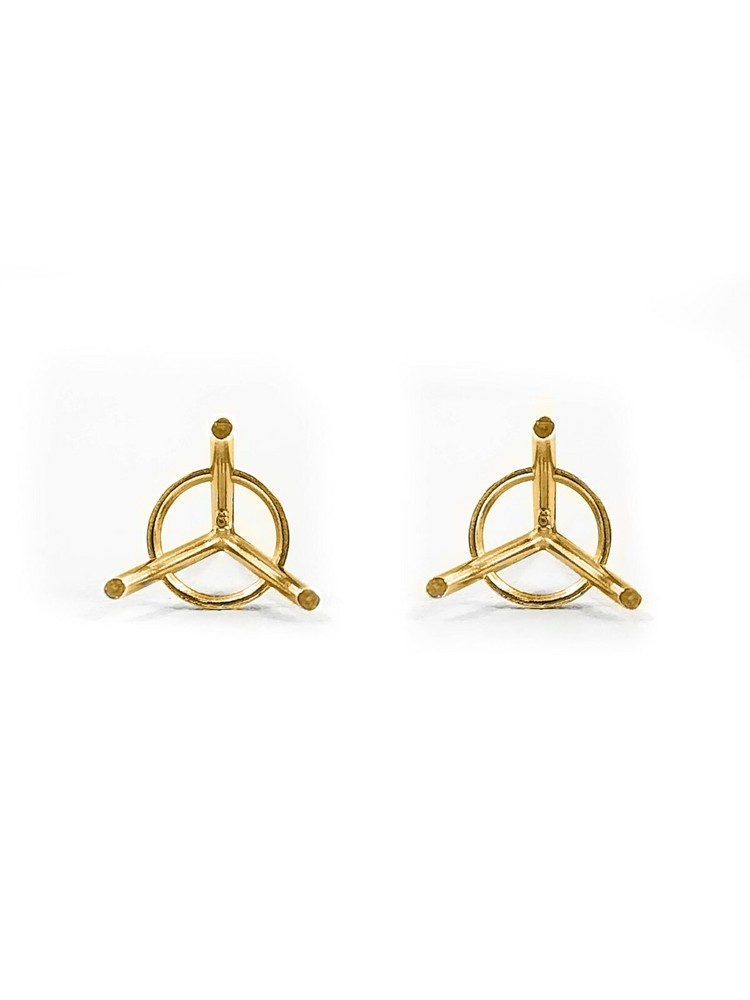 14K Yellow Gold Stud Earring Finding Mounting Setting Round 3Prong Martini Screw
