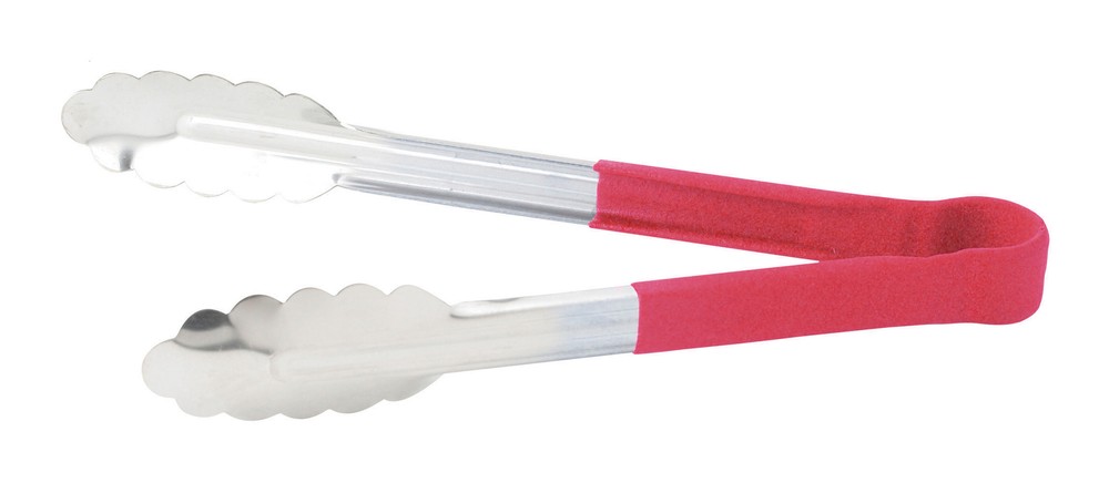 9" S/S Utility Tong, PP Hdl, Red (6 Each)