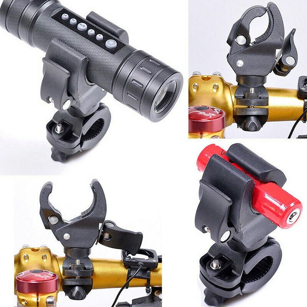 1-Pack 90° Rotation Bicycle Mount Holder Bracket for Flashlight Torch Clip Clamp