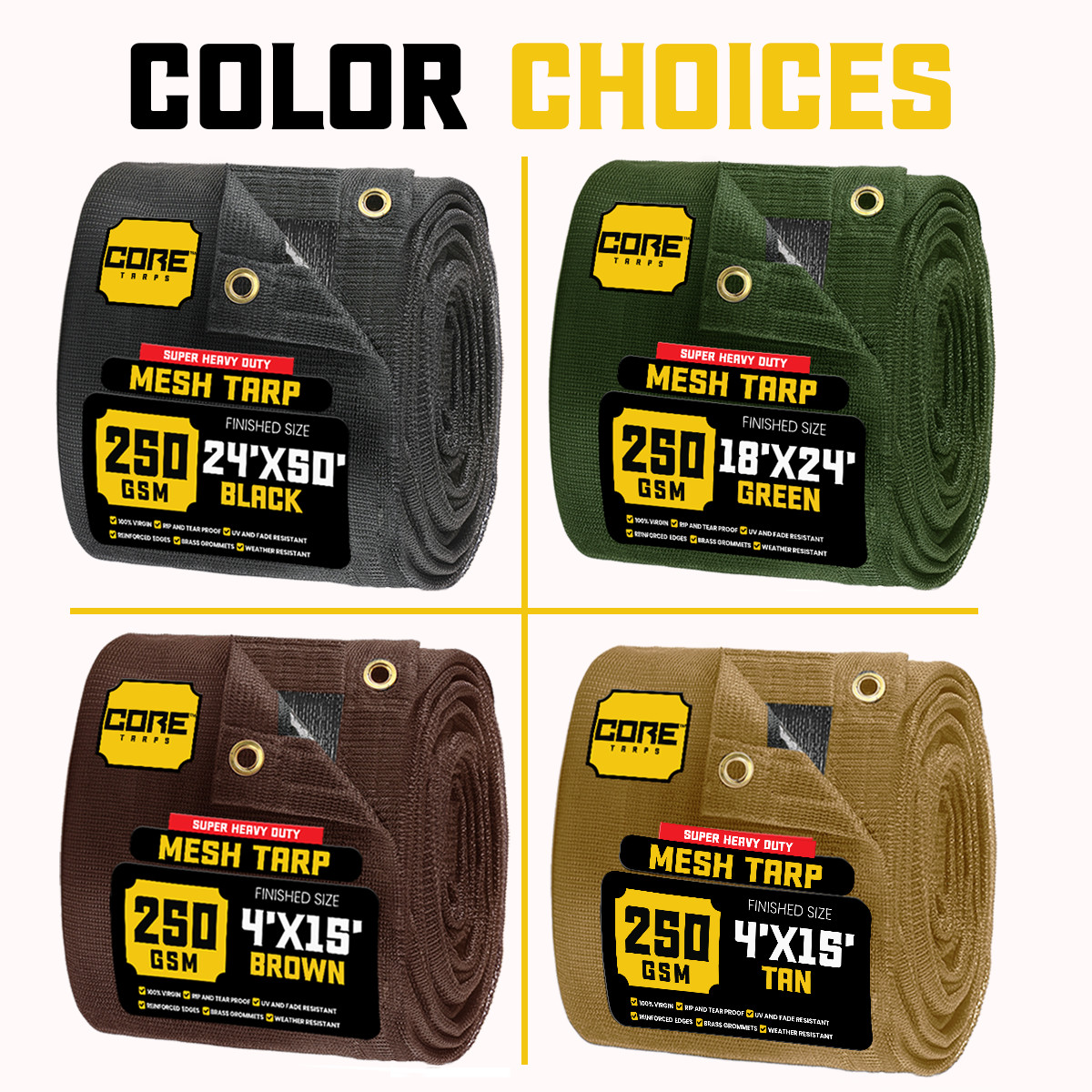 Core Tarps Heavy Duty Mesh Tarp Sun Shade Cover 60% Blockage