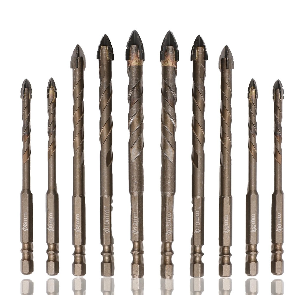 Honkdtyun 10 Count Four Edged Serrated Eccentric Drill Bit Set,New...