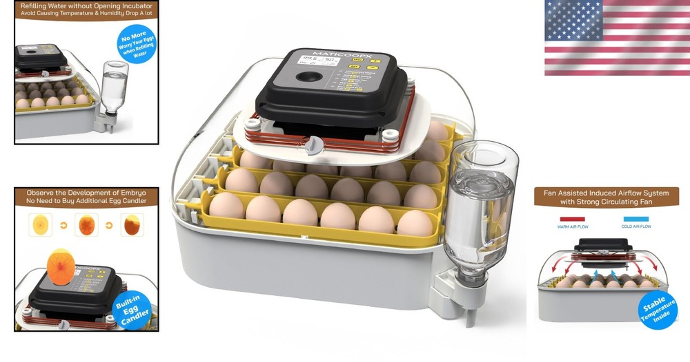30 Egg Advanced Incubator with Humidity Display & Automatic Turner for Hatching