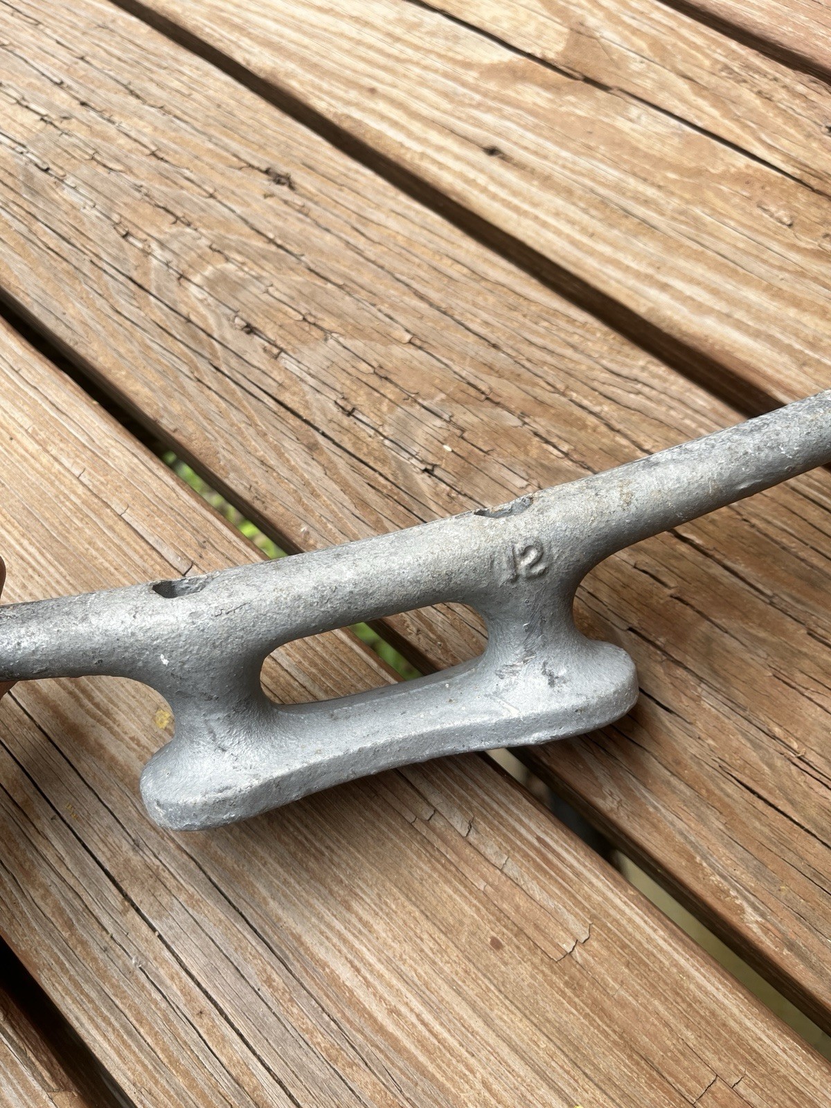 12" Iron, Boat Dock Cleat, Galvanized, used