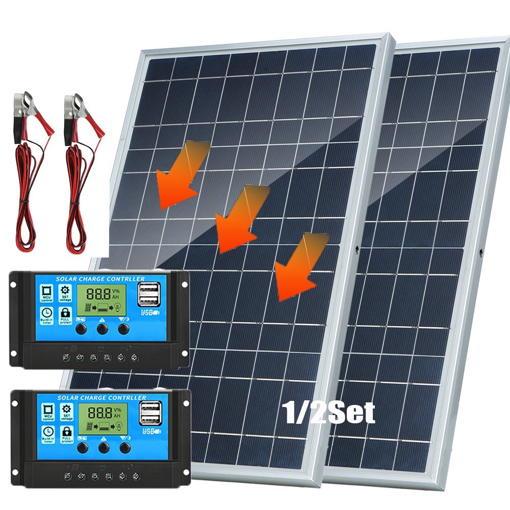 12V 10W Complete Solar Panel Kit Solar Power System Generator 100A Home Grid