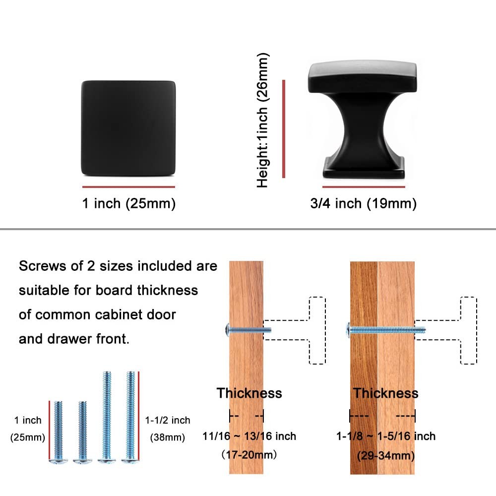 10 Pack Brushed Gold Cabinet Knobs Gold Drawer Knobs K09 Square Single Hole C...