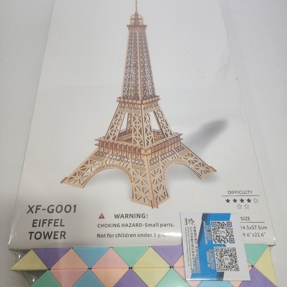 Woodcraft Assembly Kit Eiffel Tower Puzzle Pastel