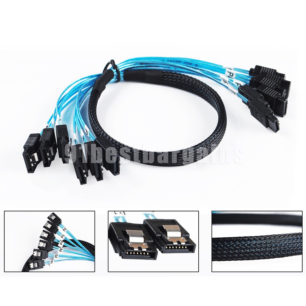 SATAIII Cable 6Pcs 6Gbps for Bitcoin Server CD DVD Drive Raid HDD SSD Data Cable