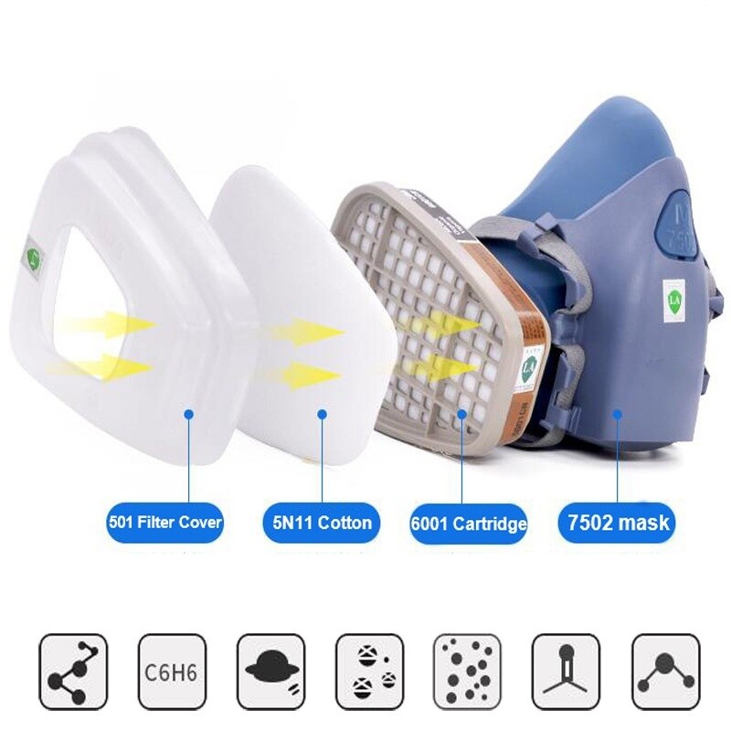 Half Face Gas Mask Painting Spraying Respirator Facepiece reusable respirator US