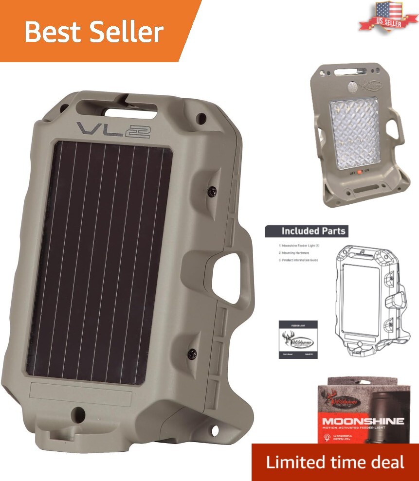 Night Hunting Green Light with Solar Panel - Motion Sensor Feeder Illuminator