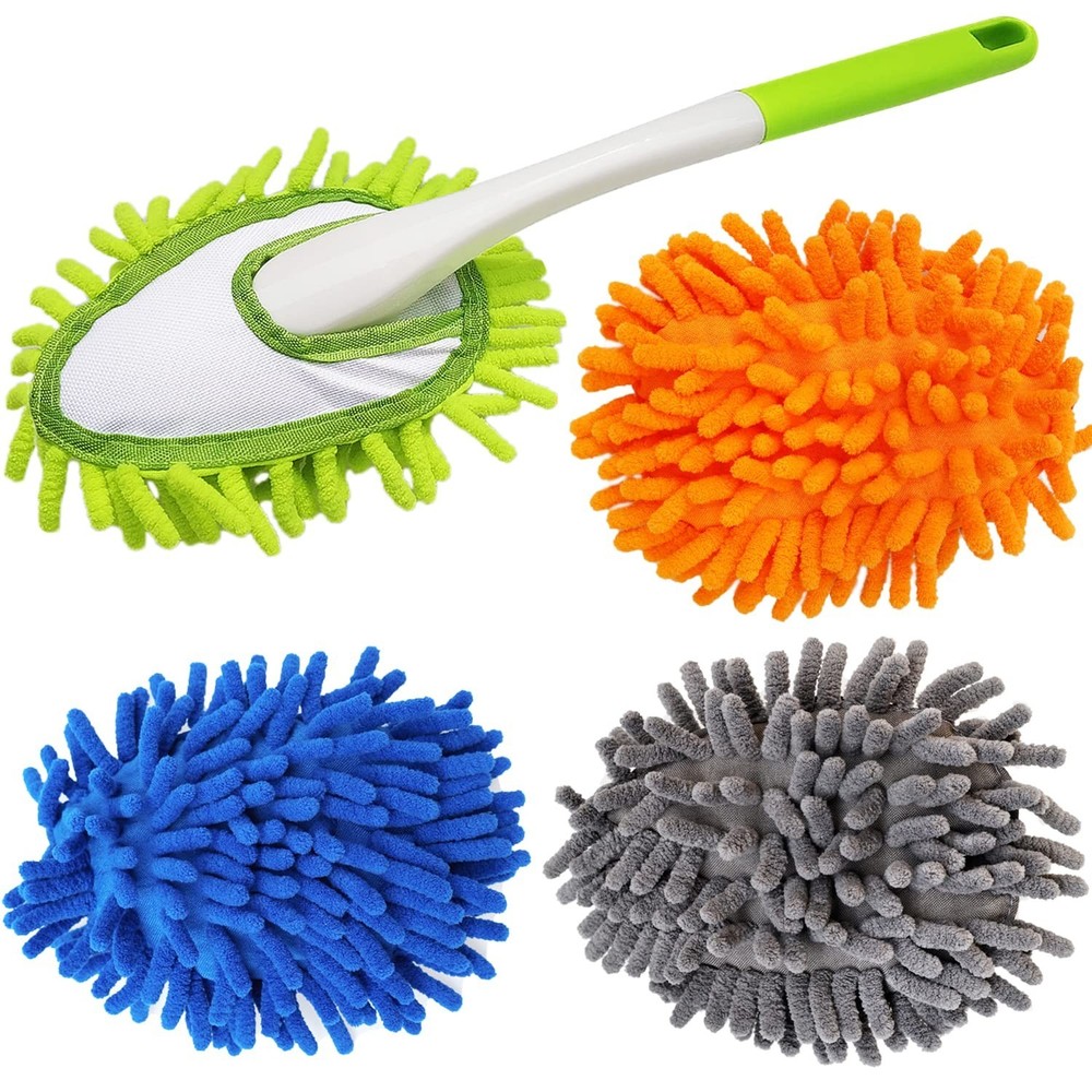 13 Inch Microfiber Feather Duster,with 4 pcs Washable Duster Head, Car Duster...