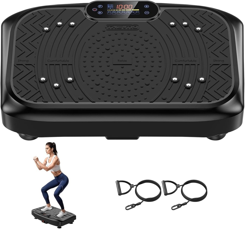 Remote-Controlled Vibration Plate with LED Display & Resistance Bands Included