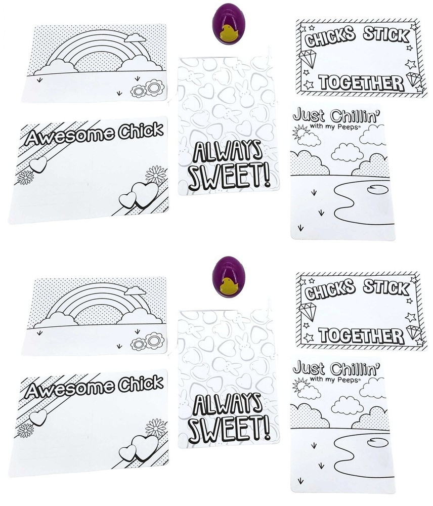 Peeps 2 Pack Easter Egg Stamping Postcard Set Ink Stampers Easter Basket