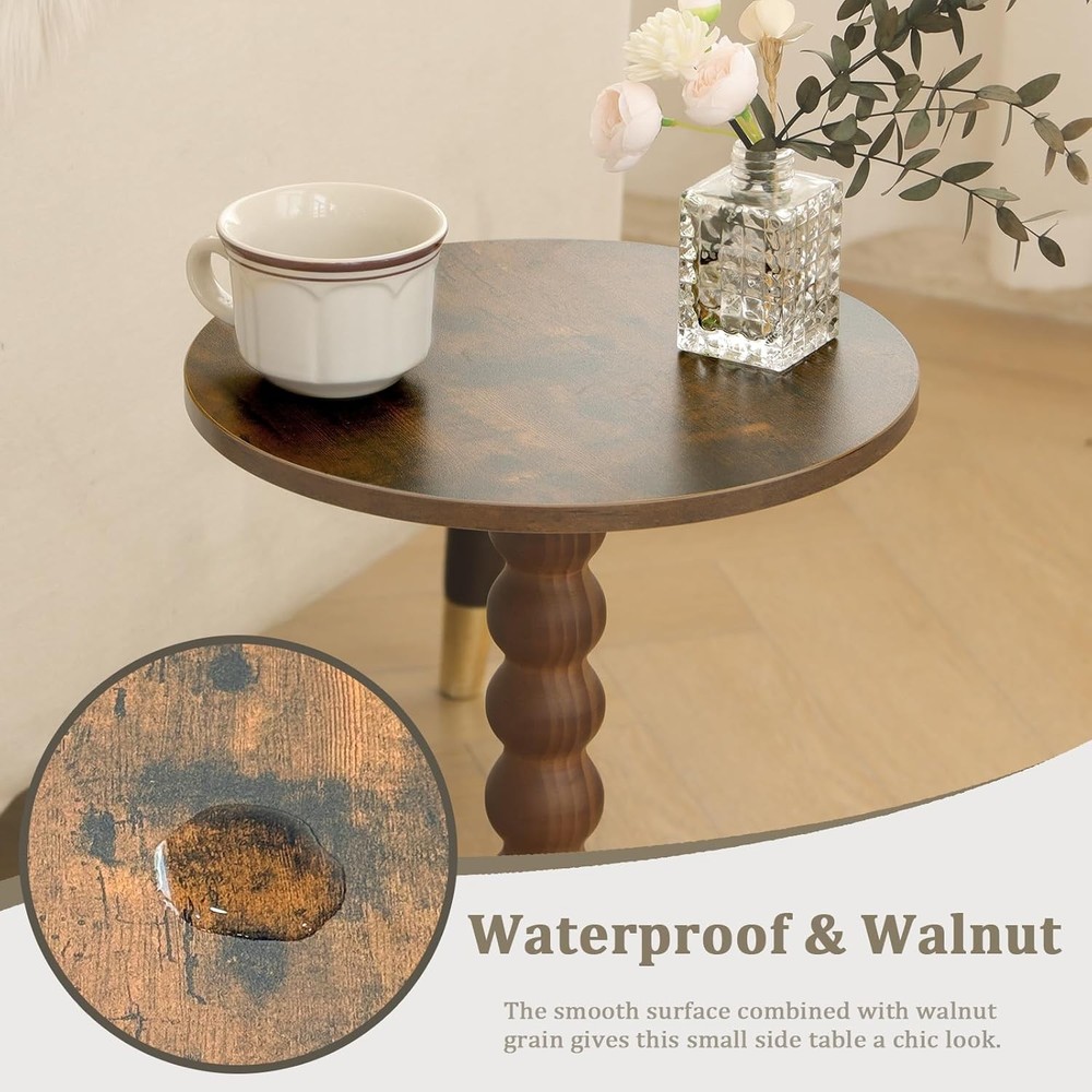 Round Side Table Small Drink Table Small Spaces Modern Accent Nightstand W/