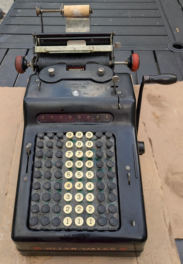 Antique Allen-Wales Model 45 Adding Machine Untested Vintage