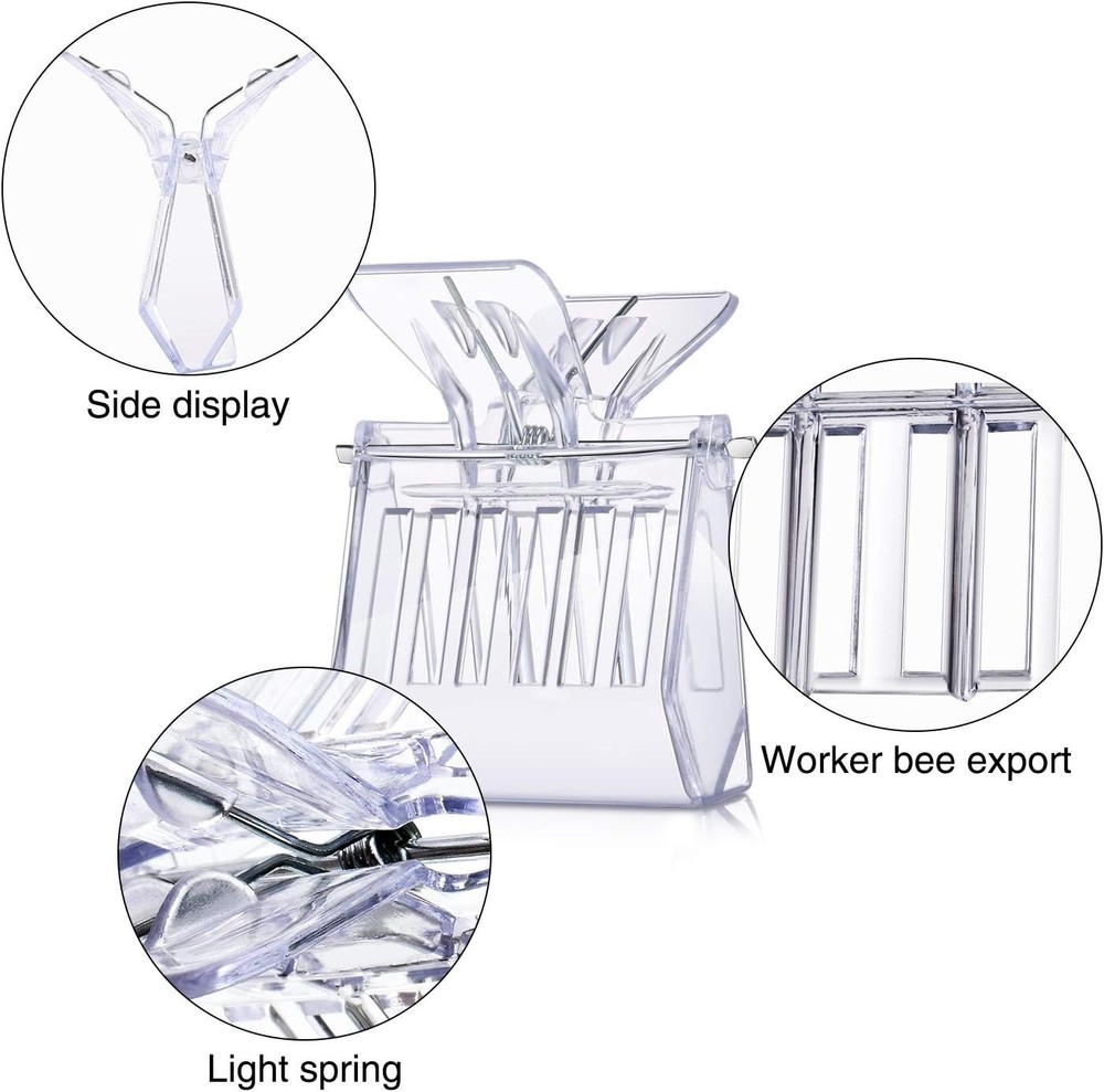 Transparent Bee Cages & Clips Set - 5 Queen Bee Marking Tools for Beekeepers