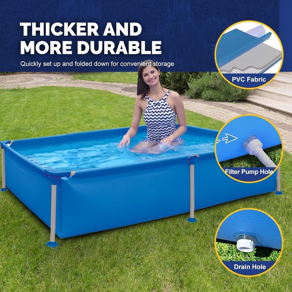 Quick-Install Above Ground Pool - Spacious 6.2ft x 4.2ft Rectangular Design-