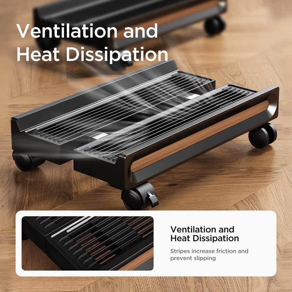 Adjustable Mobile CPU Stand,Ventilated PC stand for floor, Computer Black