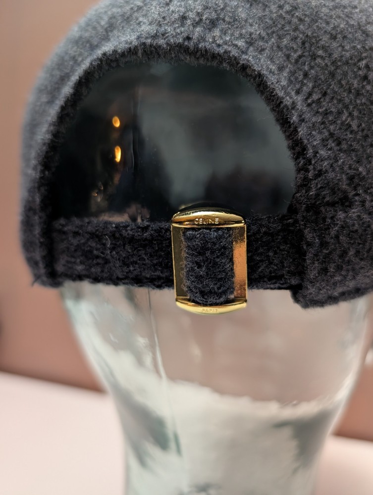 Celine Initial Baseball Cap In Wool Grey And Black - Size Small