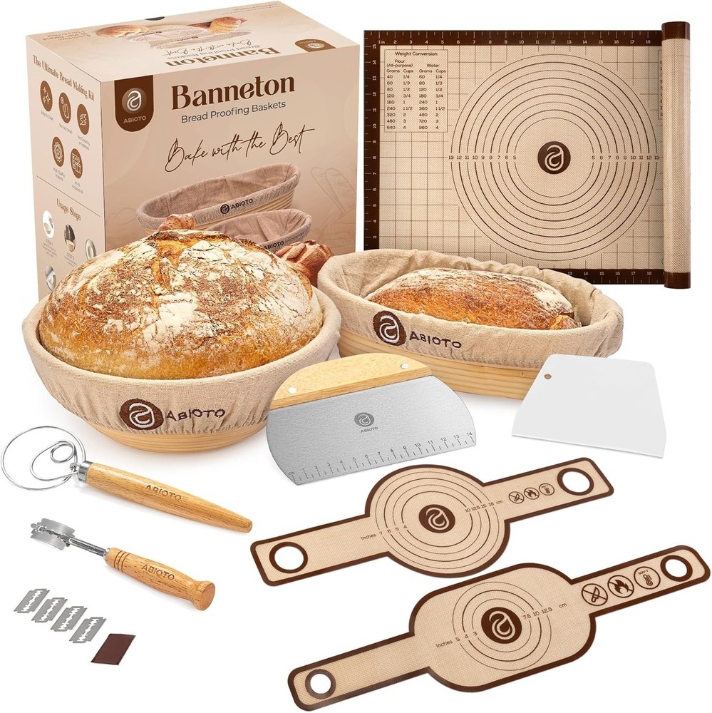 17-Piece Sourdough Starter Kit with Proofing Baskets & Essential Baking Tools