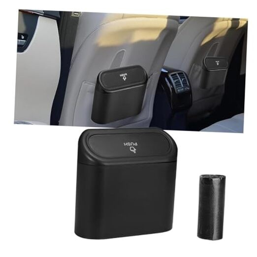 Mini Car Trash Can with Lid, Small Automotive Dustbin Garbage Container, 1pcs