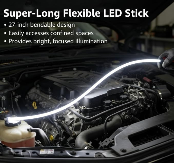 2026 Upgraded Bendable LED Flashlight Stick, 3 Brightness,Suitable for Mechanics