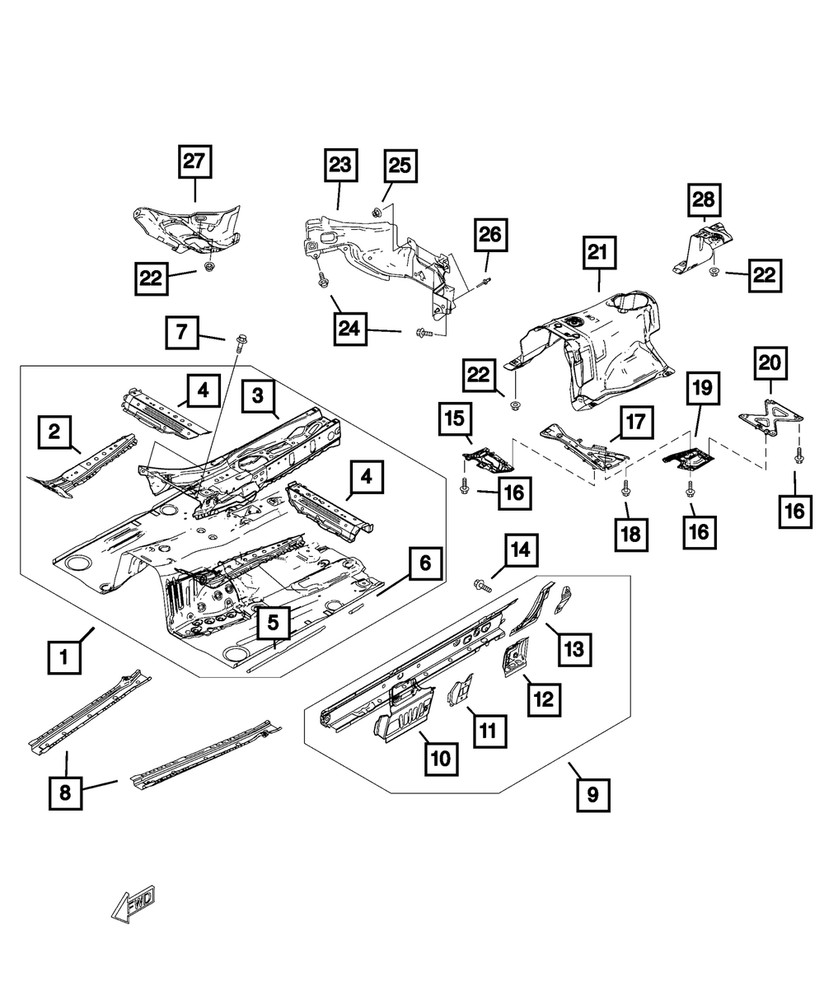 Genuine Mopar Sill Reinforcement Left 68313344AA