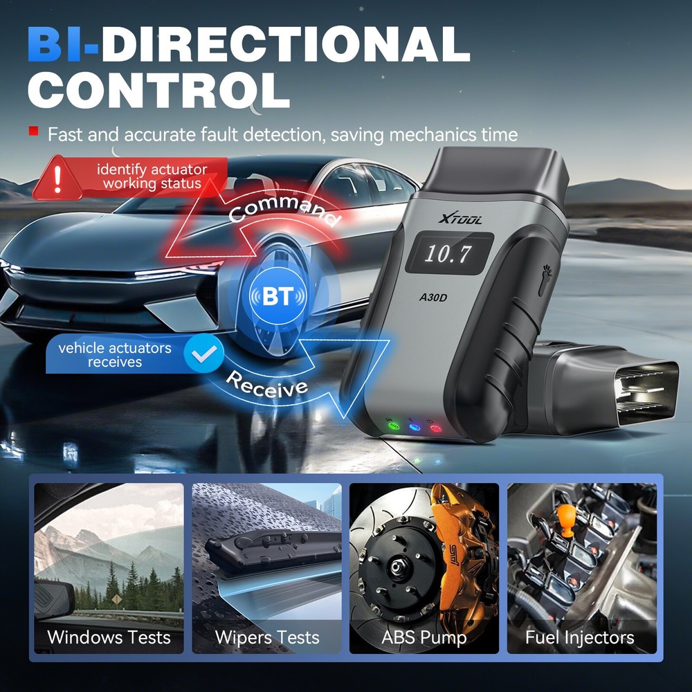 XTOOL A30D V2.0 Bluetooth Full System Diagnostic Tool OBD2 Scanner Bidirectional