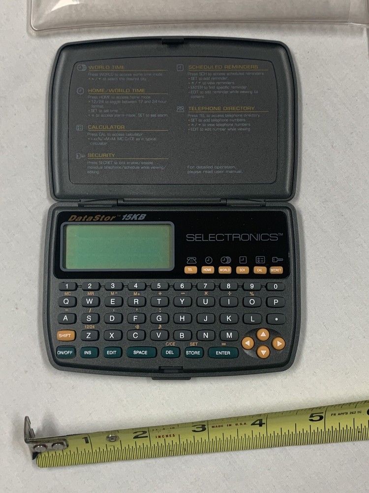 SELECTRONICS 15KB Datastor Folding Digital Diary w Manual Needs Batteries