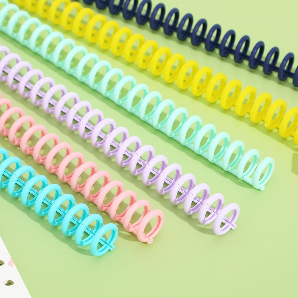 Comb Binding Spines: 12Pcs Assorted Color Plastic Spiral Binding Coils, 30 Ri...