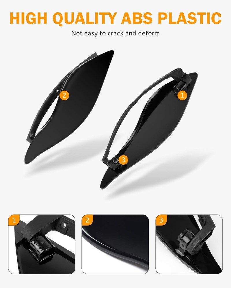 Side Wings Air Deflectors, Fairing Side Wing Windshield, Black Adjustable Win...