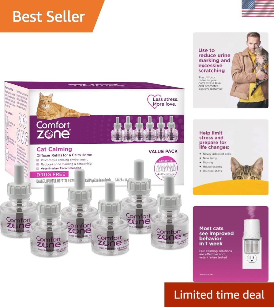 Trusted 6 Pack Cat Calming Diffuser Refills - 30-Day Stress Relief Solution